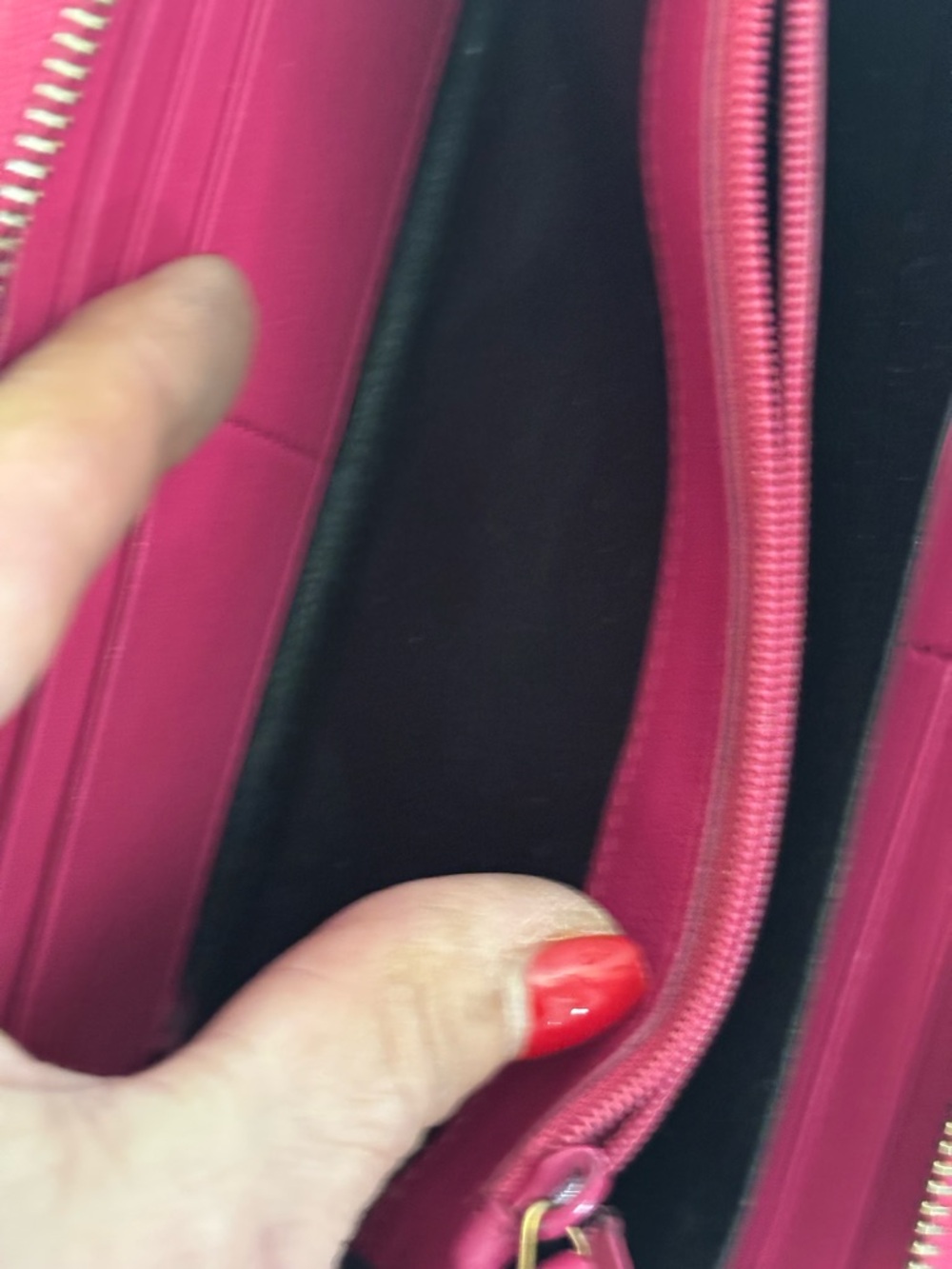 Yves Saint Laurent Fuchsia Leather Clutch with Gold Y Hardware - Picture 10 of 11